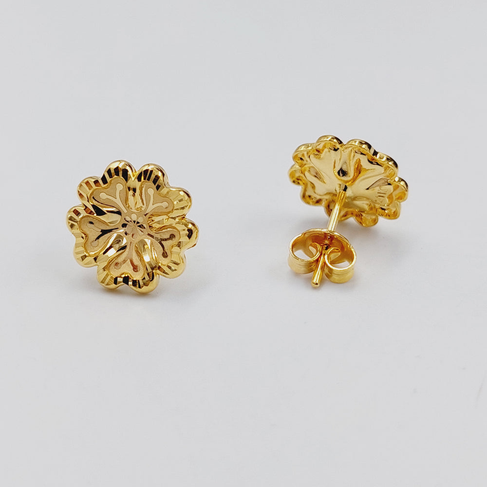 21K Gold Screw Rose Earrings by Saeed Jewelry - Image 2