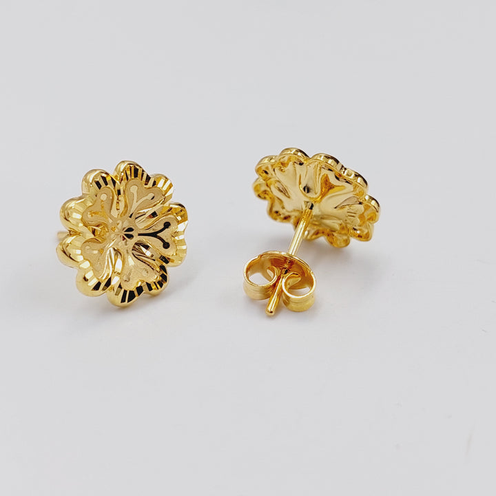 21K Gold Screw Rose Earrings by Saeed Jewelry - Image 3
