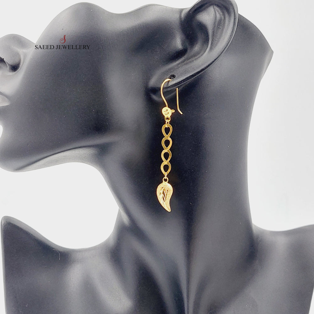 21K Gold Shankle Almond Earrings by Saeed Jewelry - Image 2