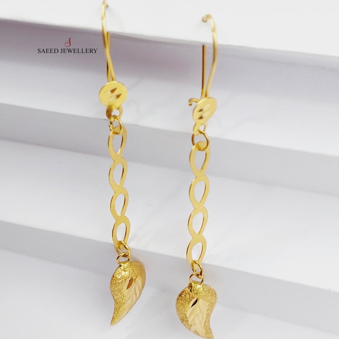 21K Gold Shankle Almond Earrings by Saeed Jewelry - Image 4