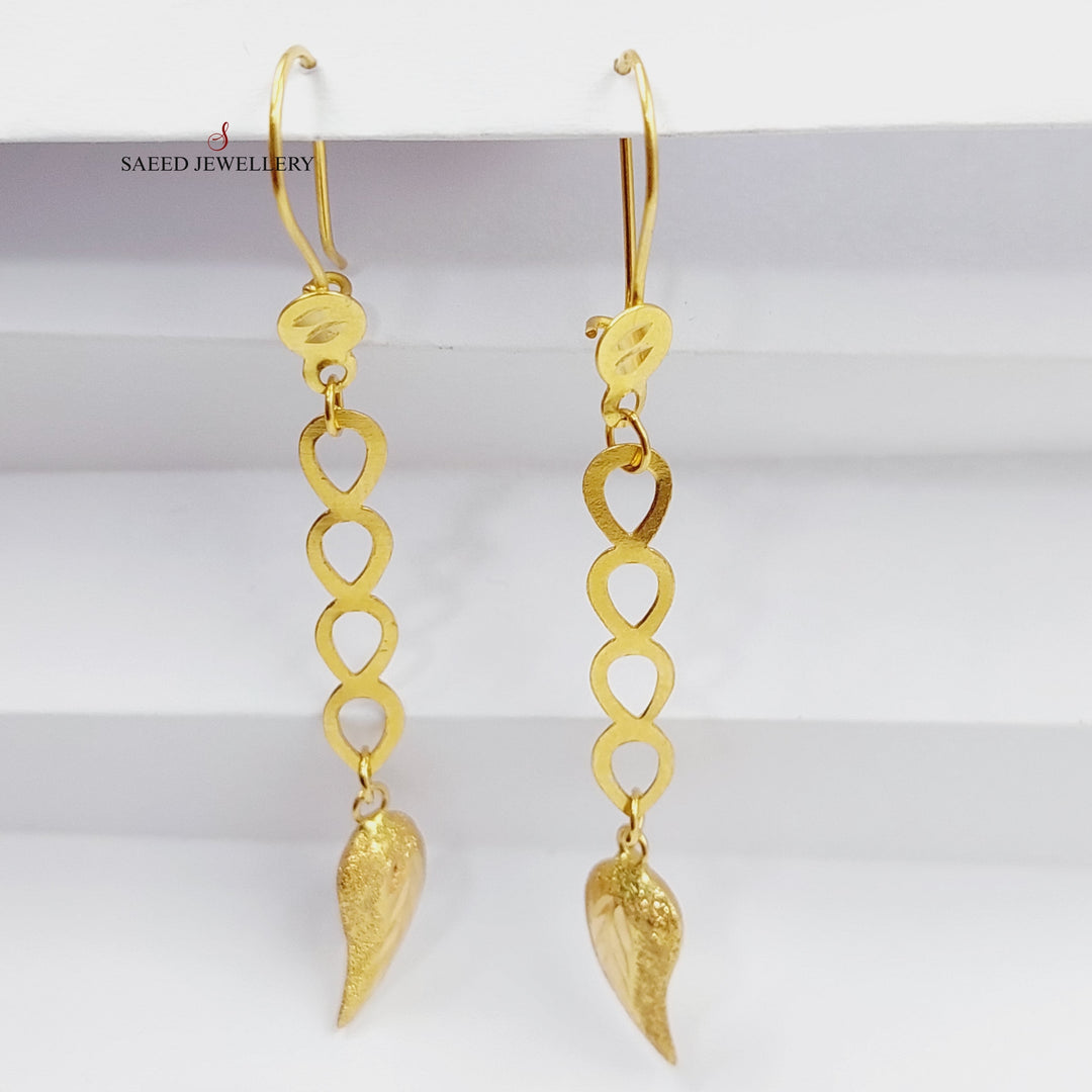 21K Gold Shankle Almond Earrings by Saeed Jewelry - Image 1
