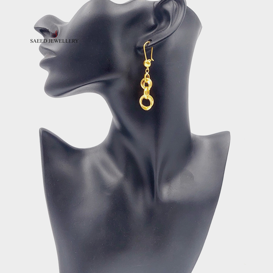 21K Gold Shankle Cuban Links Earrings by Saeed Jewelry - Image 2