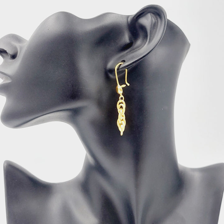 21K Gold Shankle Cuban Links Earrings by Saeed Jewelry - Image 2