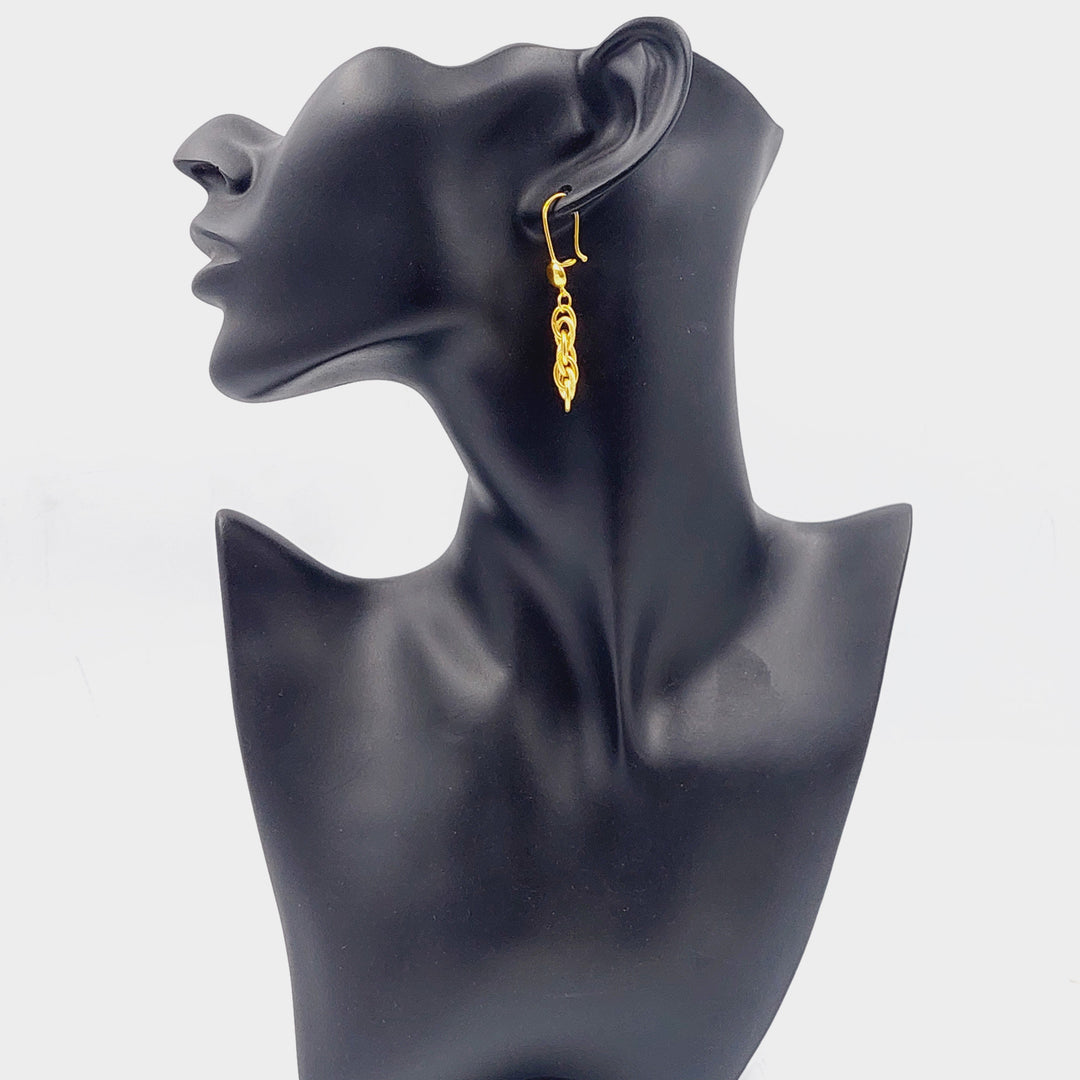 21K Gold Shankle Cuban Links Earrings by Saeed Jewelry - Image 4