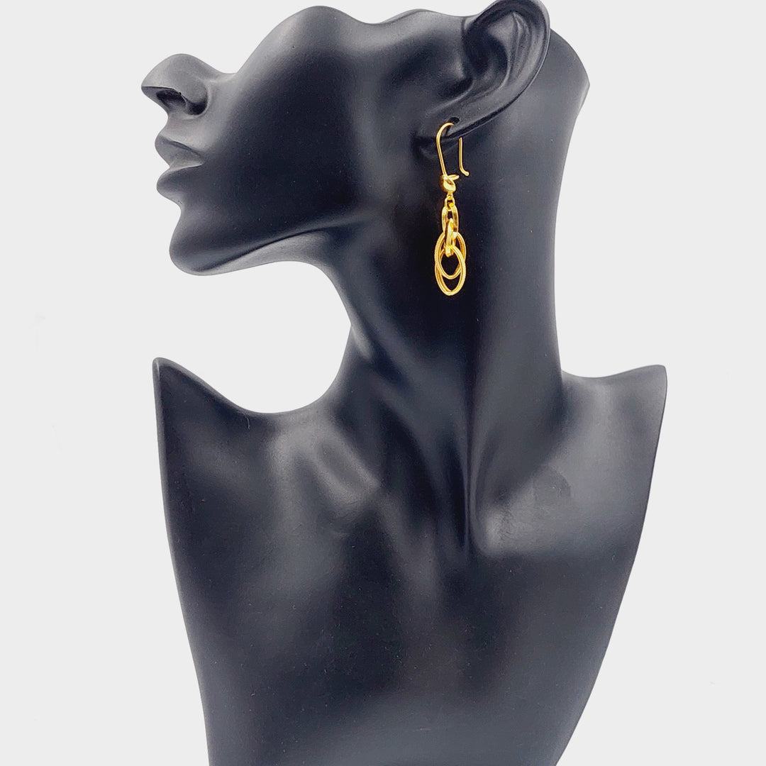 21K Gold Shankle Cuban Links Earrings by Saeed Jewelry - Image 3