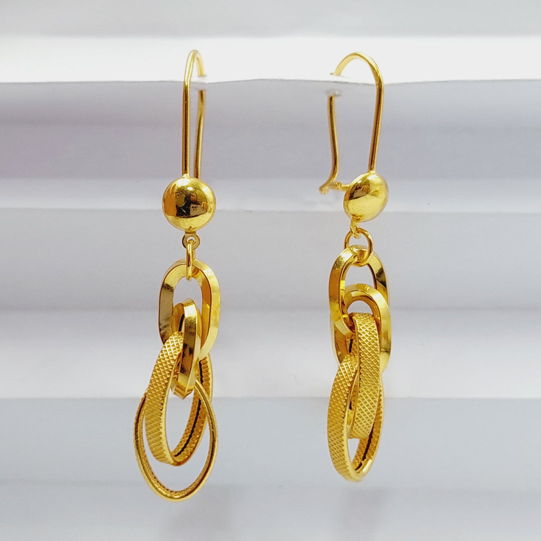 21K Gold Shankle Cuban Links Earrings by Saeed Jewelry - Image 4