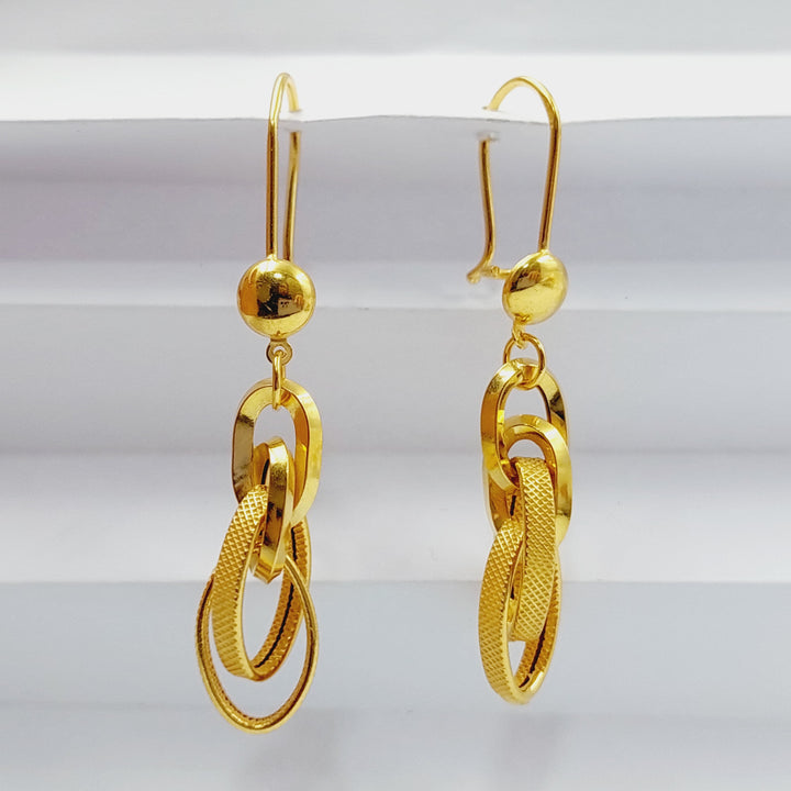 21K Gold Shankle Cuban Links Earrings by Saeed Jewelry - Image 4