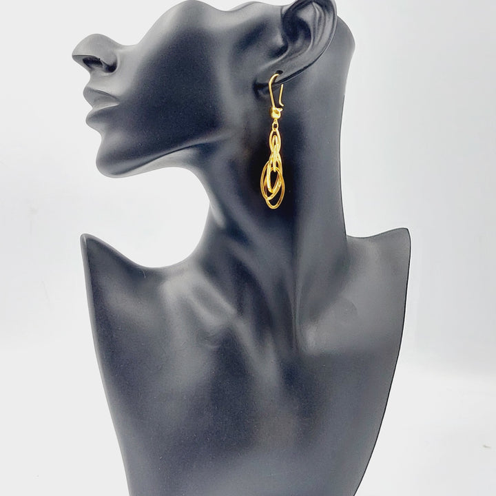 21K Gold Shankle Cuban Links Earrings by Saeed Jewelry - Image 3