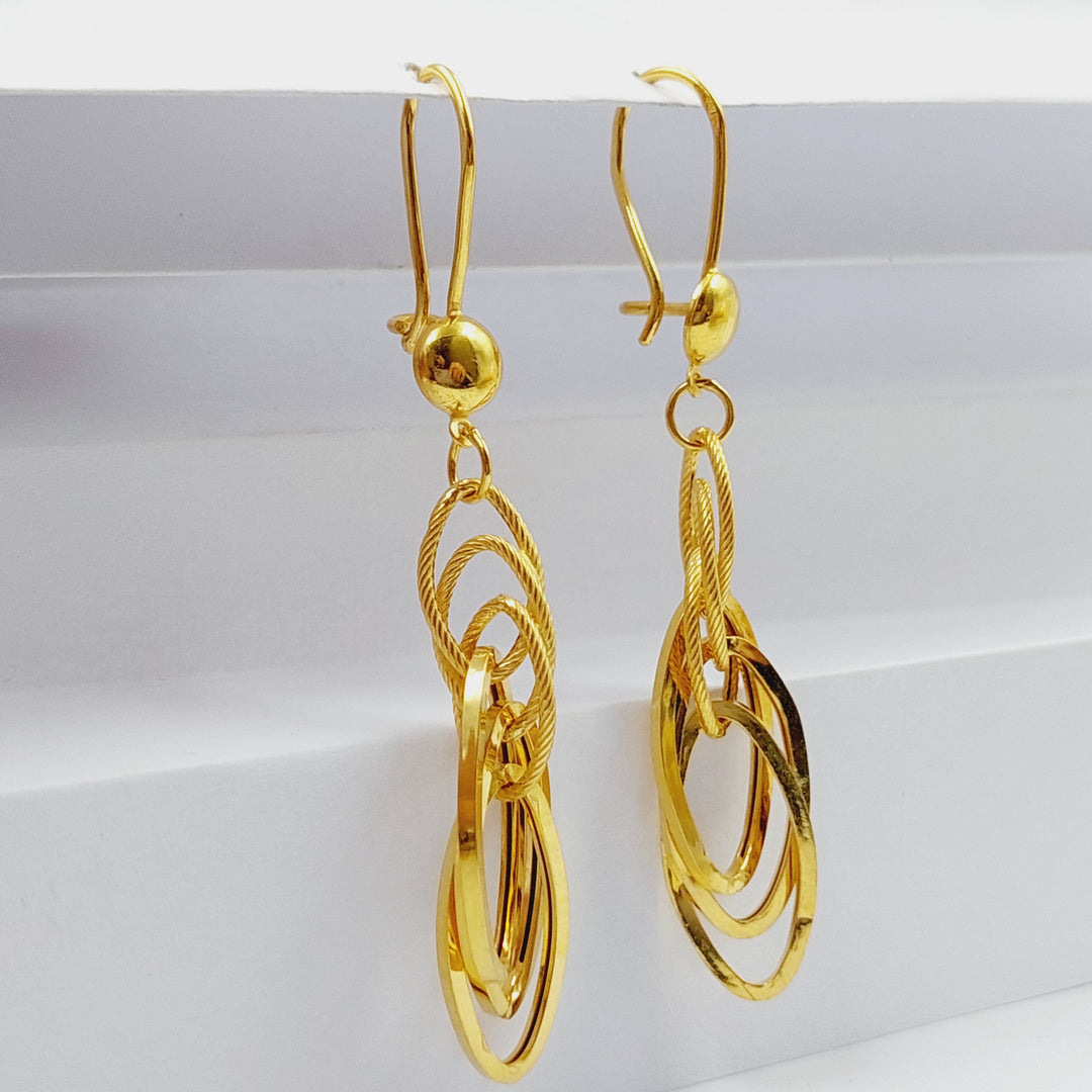 21K Gold Shankle Cuban Links Earrings by Saeed Jewelry - Image 4