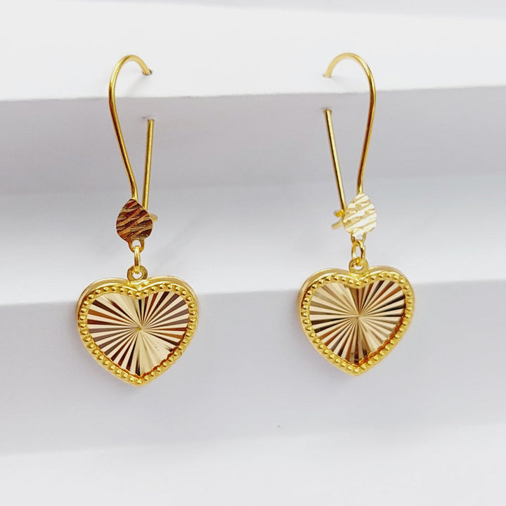 21K Gold Shankle Heart Earrings by Saeed Jewelry - Image 4