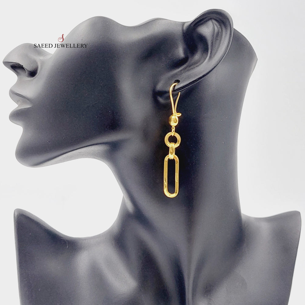 21K Gold Shankle Paperclip Earrings by Saeed Jewelry - Image 2