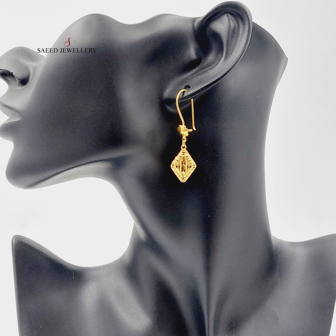 21K Gold Shankle Rhombus Earrings by Saeed Jewelry - Image 2