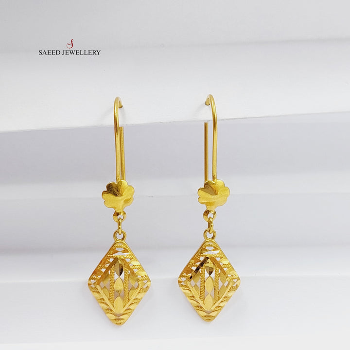 21K Gold Shankle Rhombus Earrings by Saeed Jewelry - Image 4