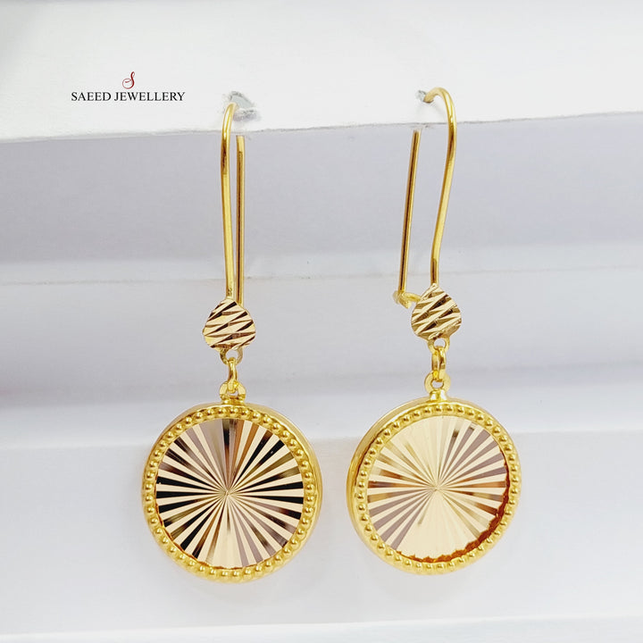 21K Gold Shankle Rounded Earrings by Saeed Jewelry - Image 4