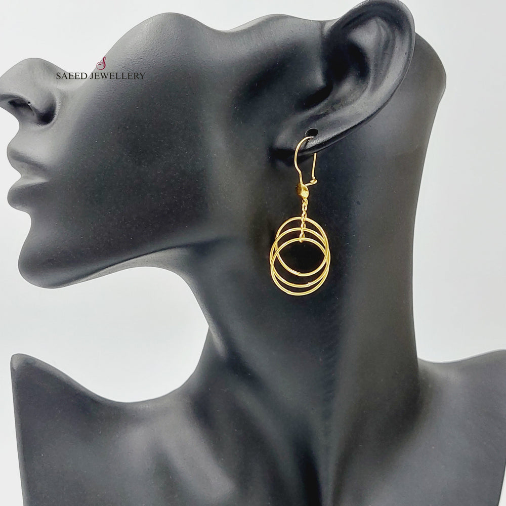 21K Gold Shankle Rounded Earrings by Saeed Jewelry - Image 2