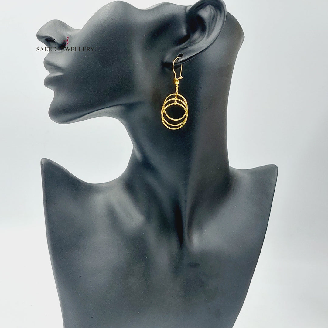 21K Gold Shankle Rounded Earrings by Saeed Jewelry - Image 3