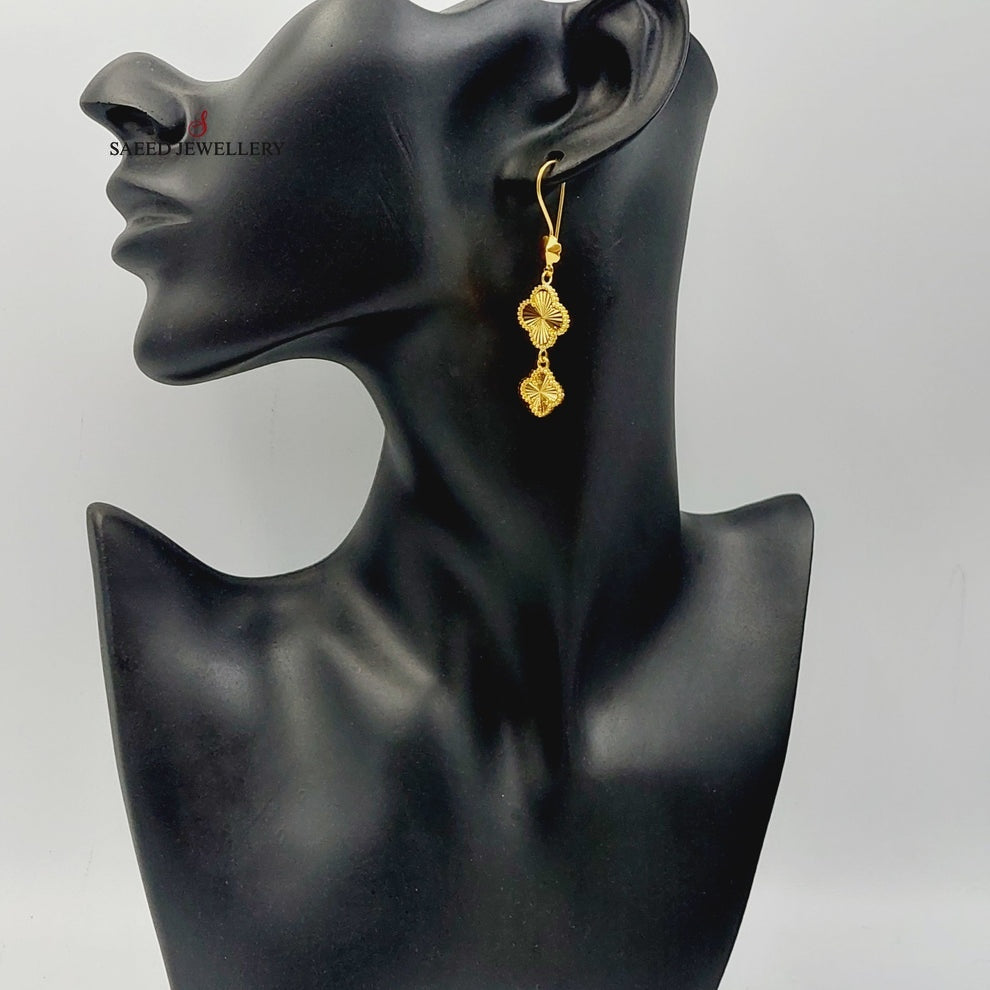 21K Gold Shankle Clover Earrings by Saeed Jewelry - Image 3