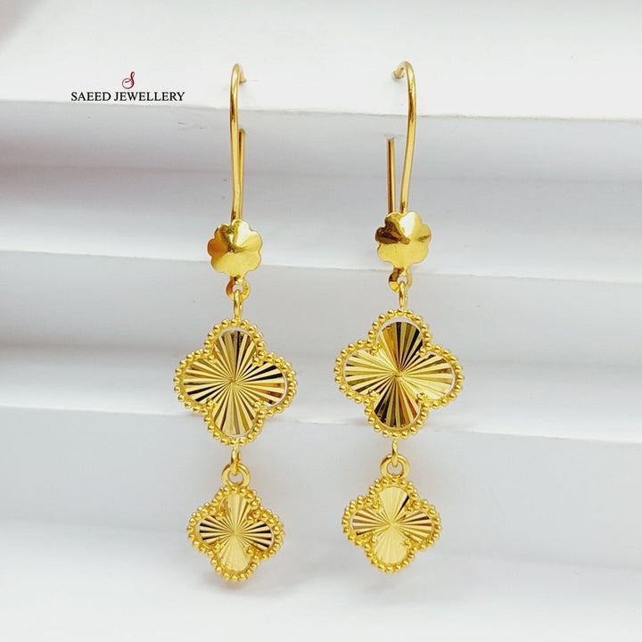 21K Gold Shankle Clover Earrings by Saeed Jewelry - Image 4