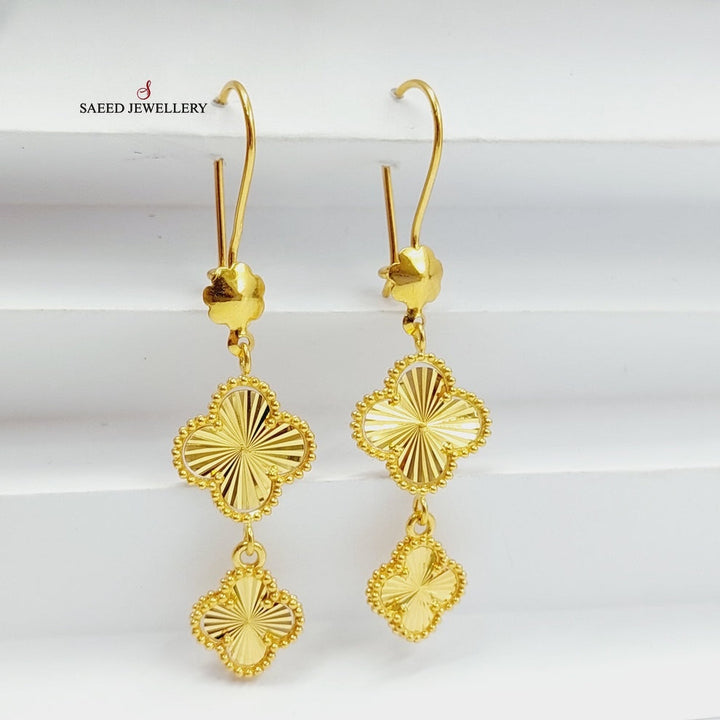 21K Gold Shankle Clover Earrings by Saeed Jewelry - Image 1