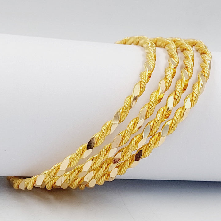 21K Gold Solid Twisted Bangle by Saeed Jewelry - Image 4