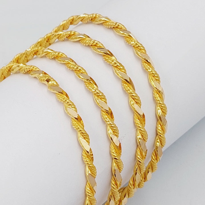 21K Gold Solid Twisted Bangle by Saeed Jewelry - Image 9