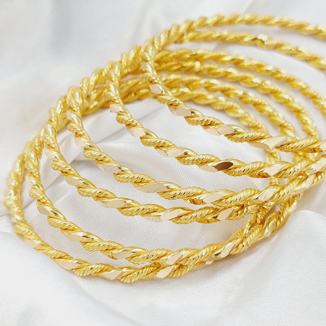 21K Gold Solid Twisted Bangle by Saeed Jewelry - Image 1