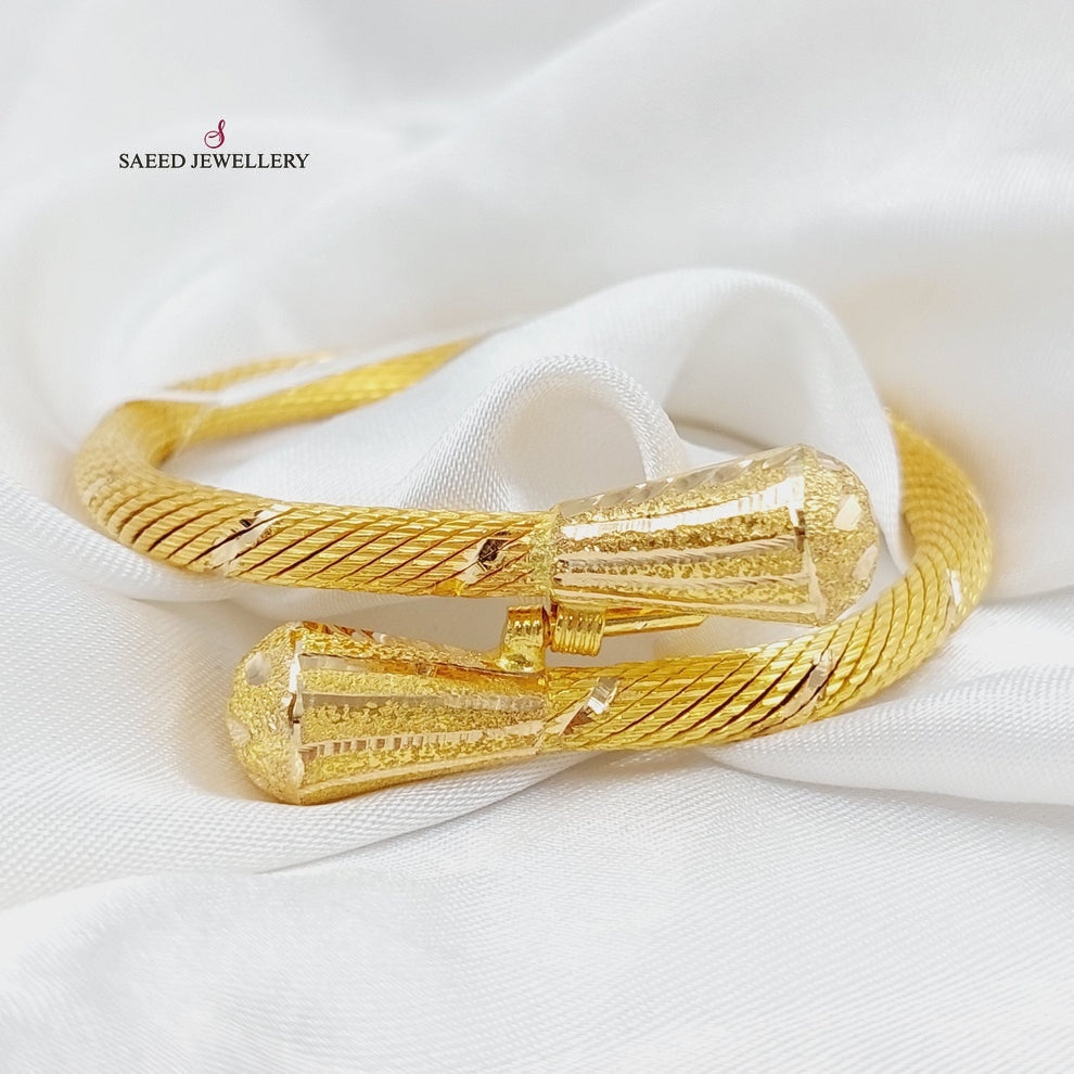 21K Gold Solid Twisted Bracelet by Saeed Jewelry - Image 3