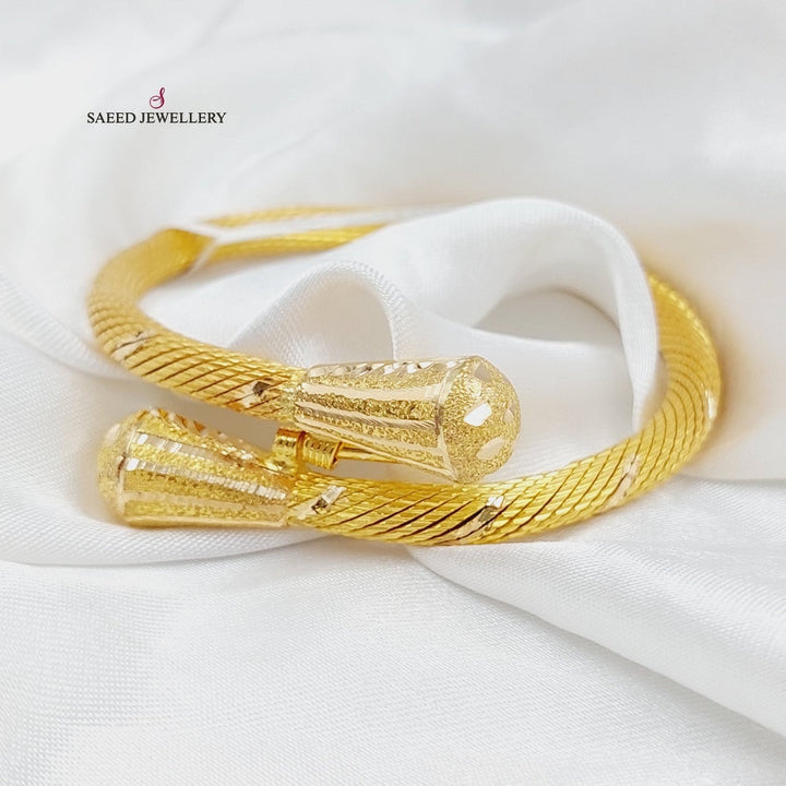 21K Gold Solid Twisted Bracelet by Saeed Jewelry - Image 2