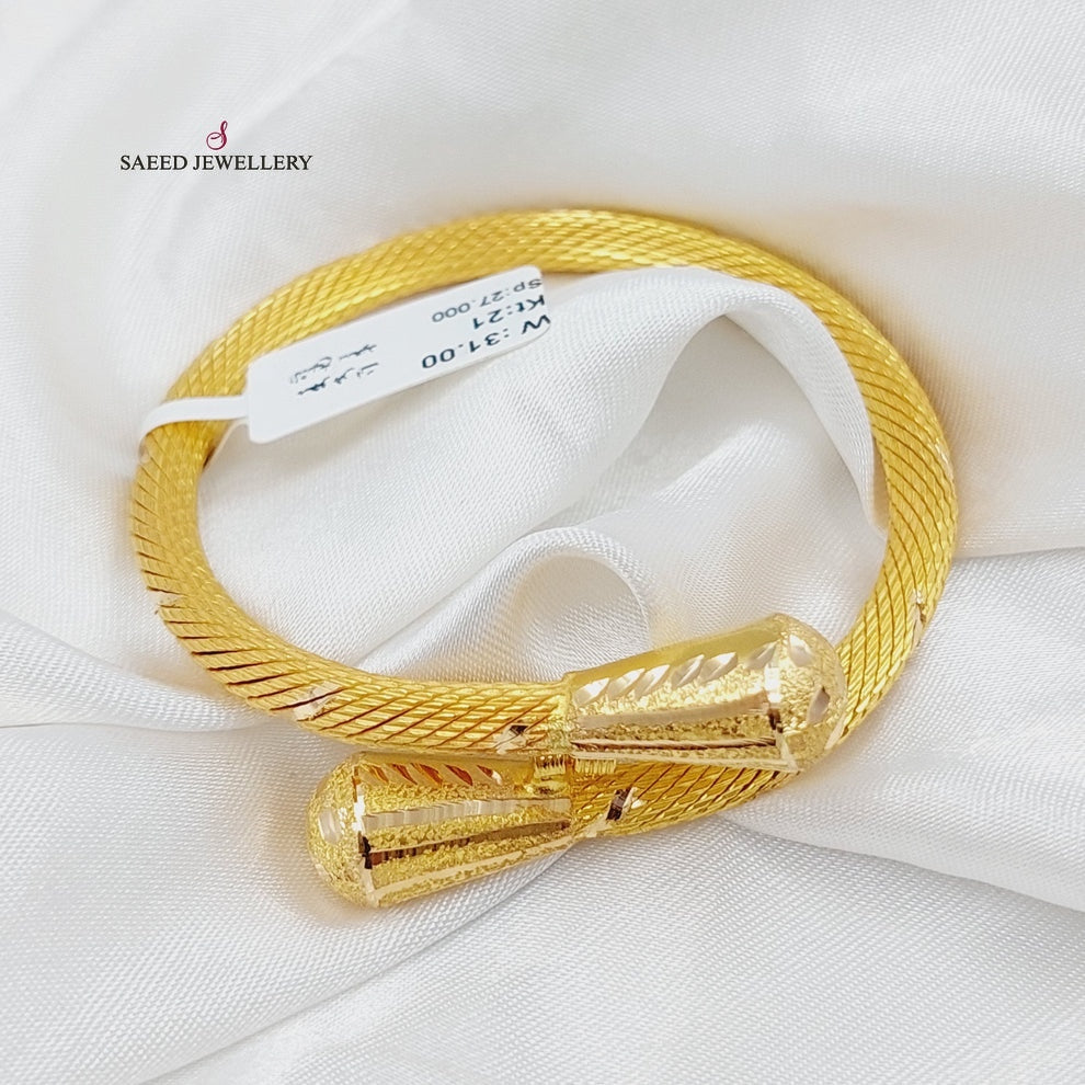 21K Gold Solid Twisted Bracelet by Saeed Jewelry - Image 6