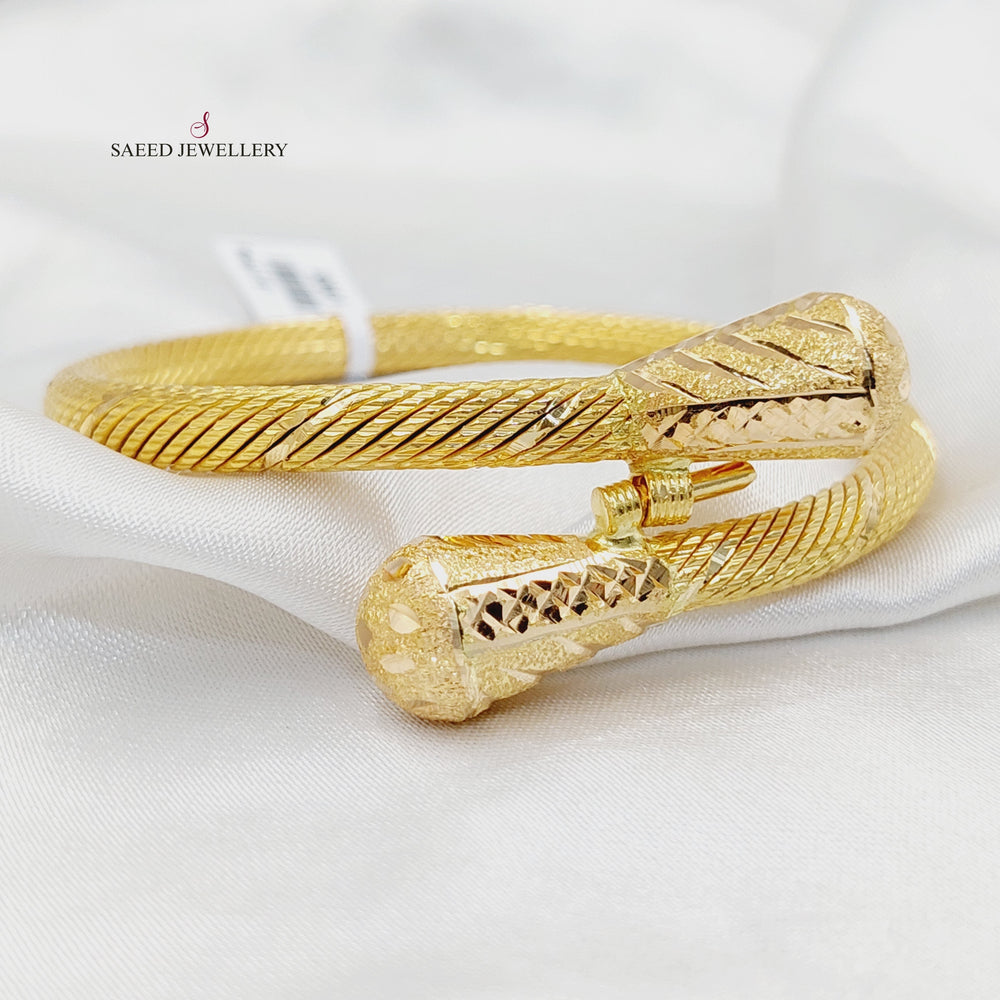 21K Gold Solid pears Bangle Bracelet by Saeed Jewelry - Image 2