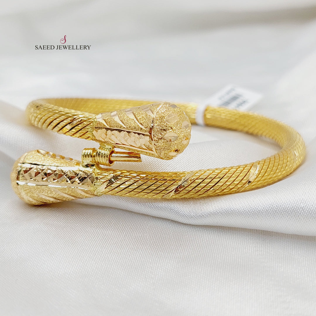 21K Gold Solid pears Bangle Bracelet by Saeed Jewelry - Image 3