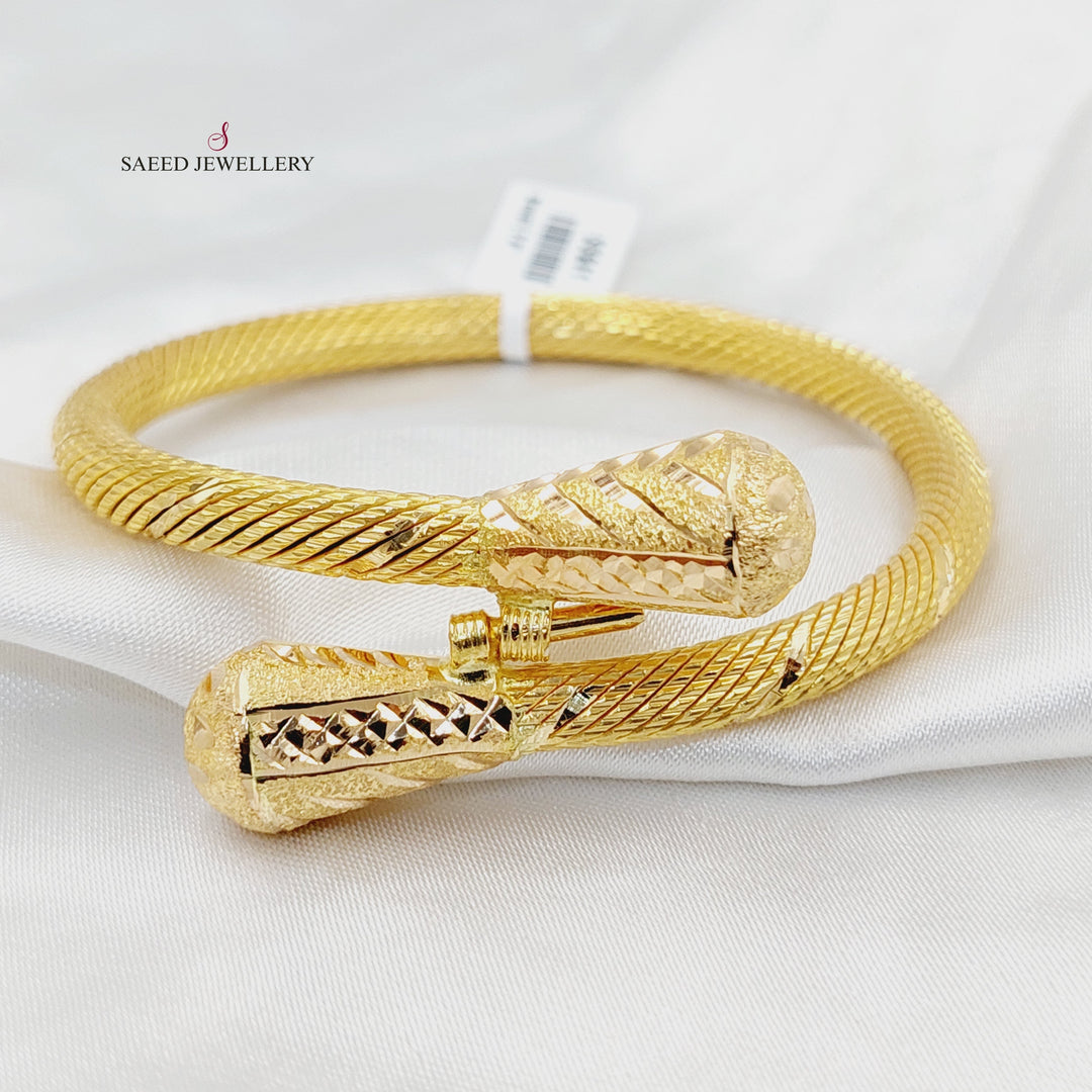 21K Gold Solid pears Bangle Bracelet by Saeed Jewelry - Image 4