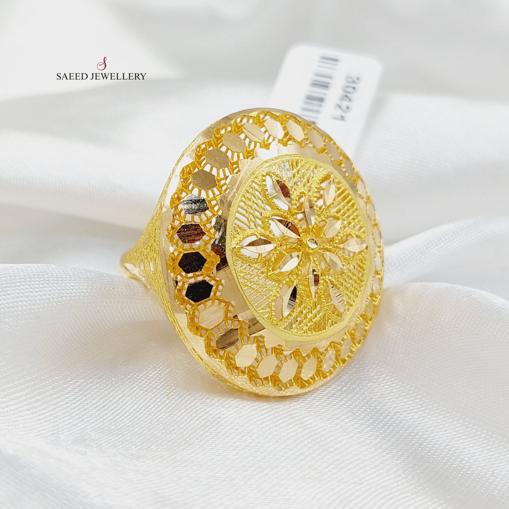 21K Gold Spike Rounded Ring by Saeed Jewelry - Image 2