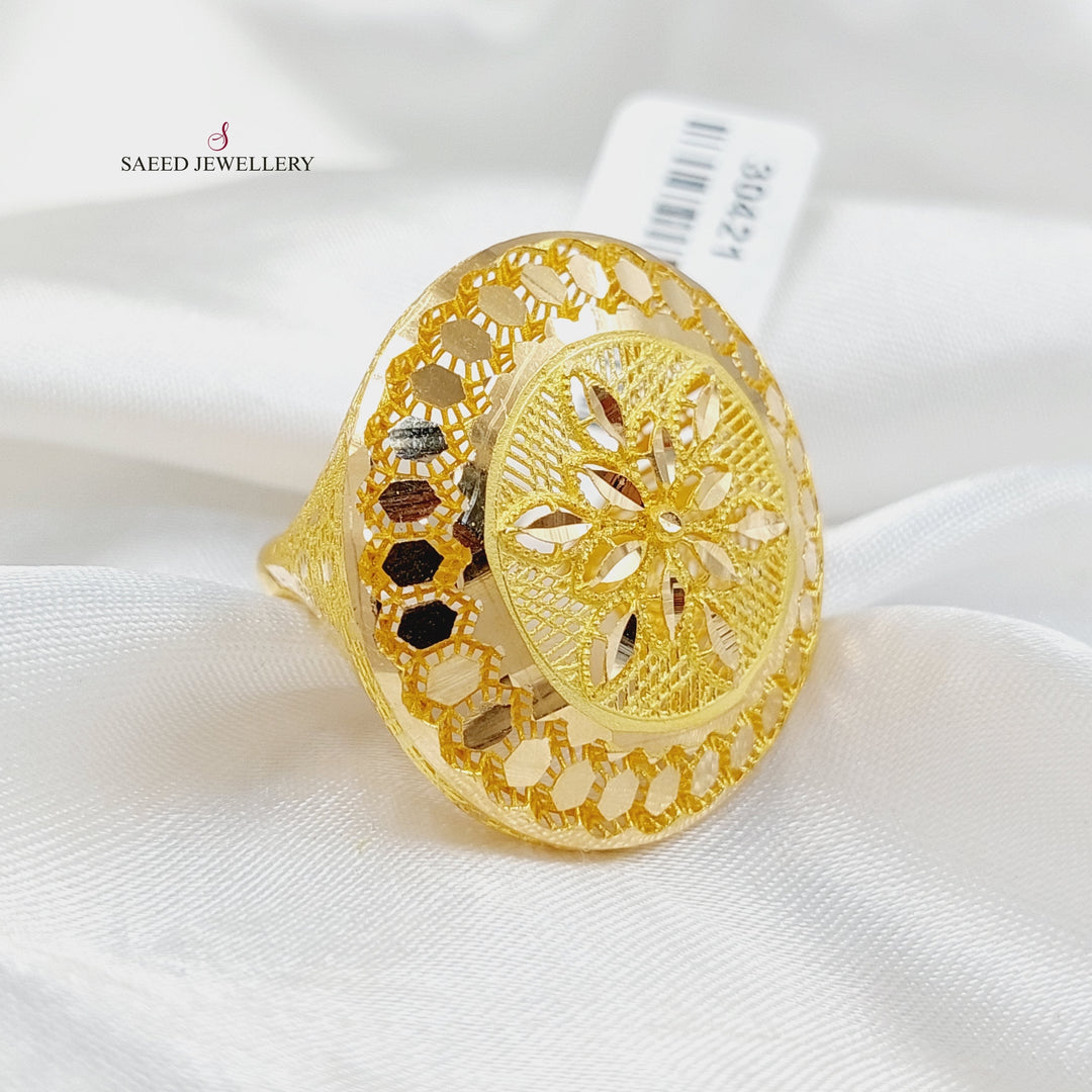 21K Gold Spike Rounded Ring by Saeed Jewelry - Image 2