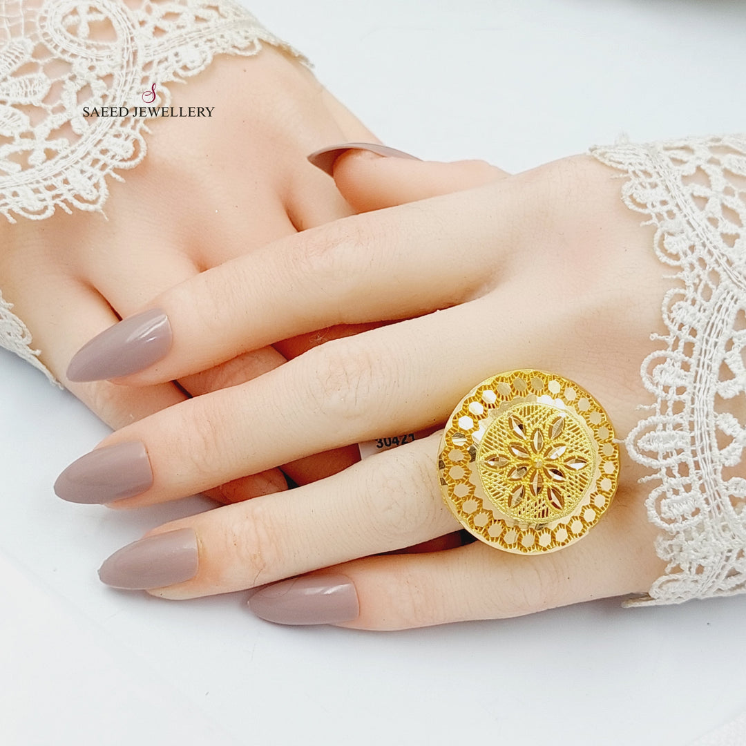 21K Gold Spike Rounded Ring by Saeed Jewelry - Image 4