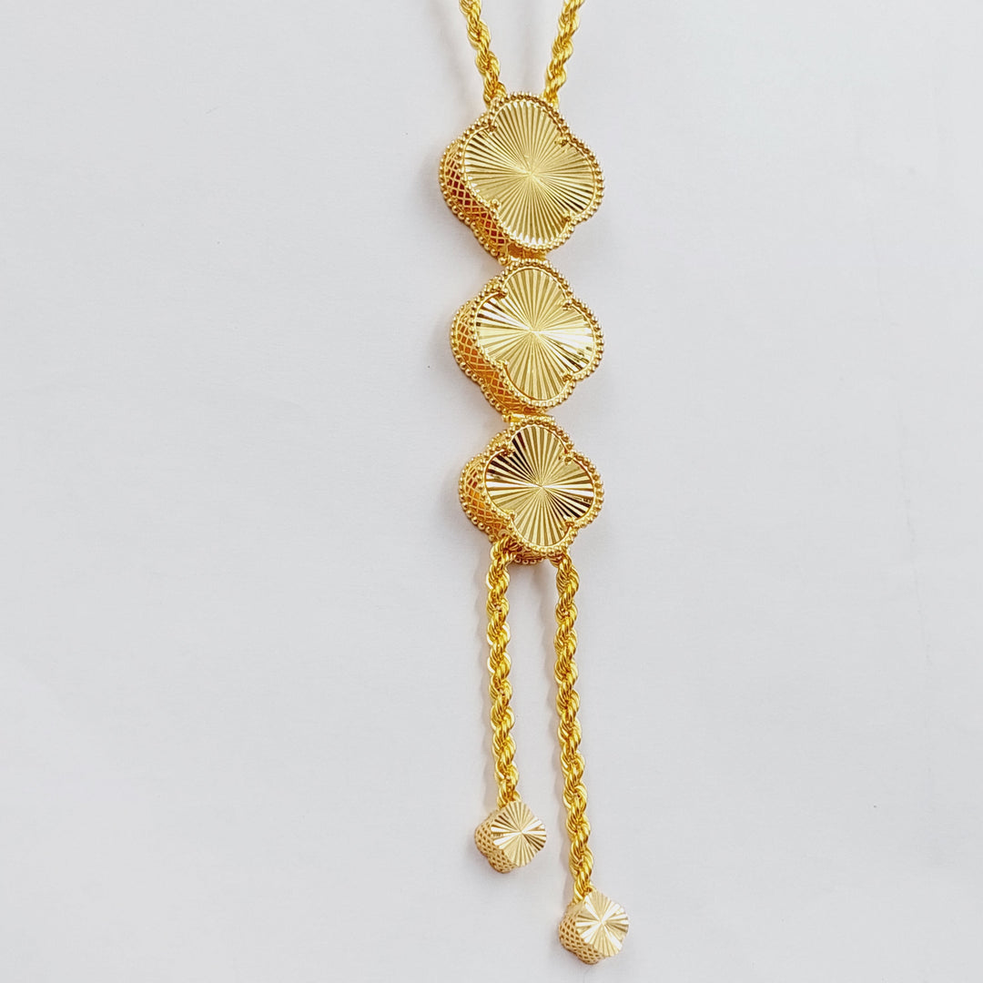 21K Gold Clover Balls Necklace by Saeed Jewelry - Image 3