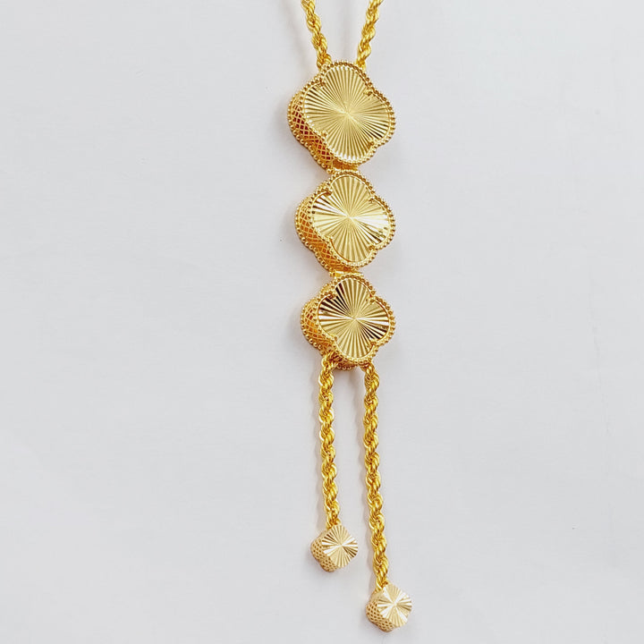 21K Gold Clover Balls Necklace by Saeed Jewelry - Image 3