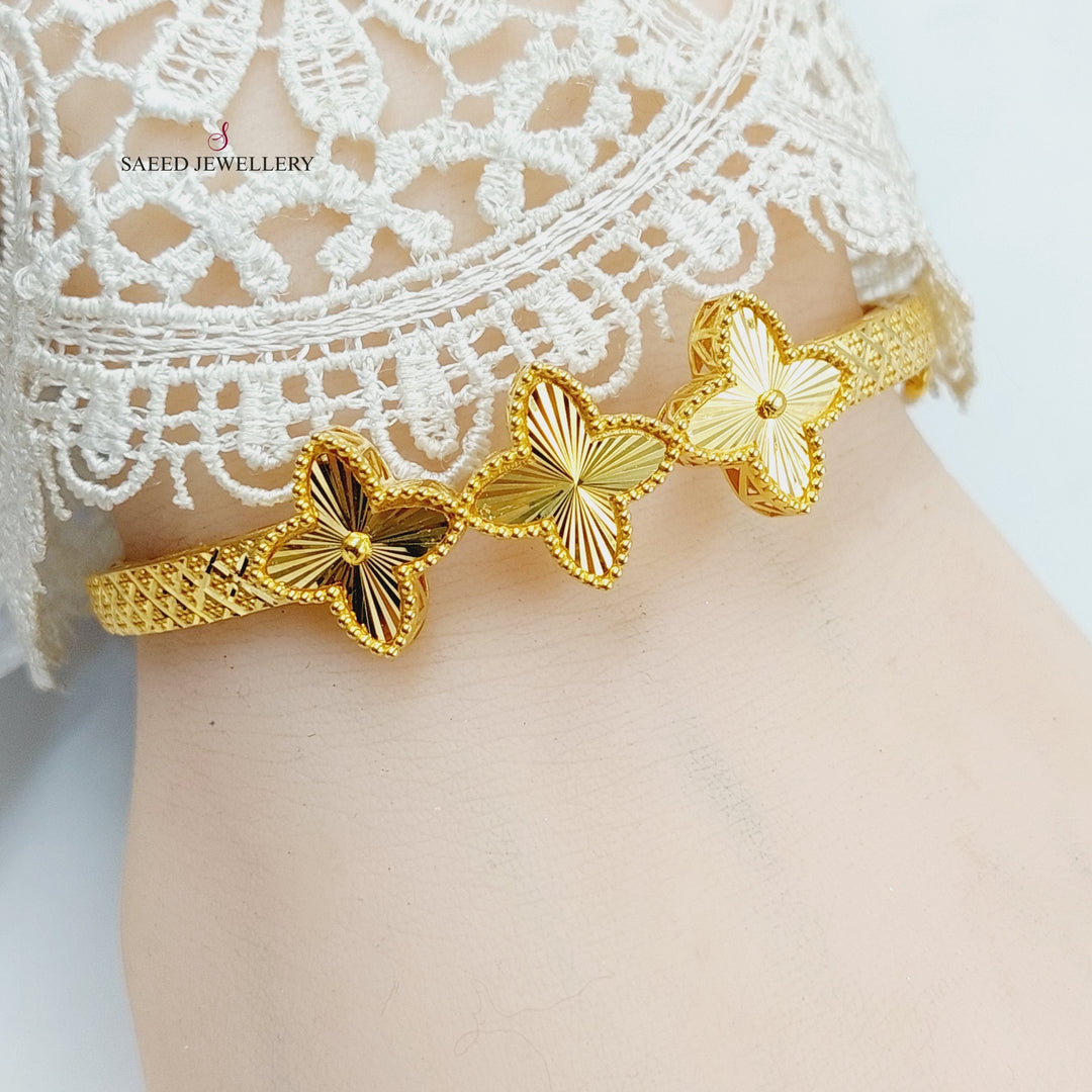 21K Gold Clover Bangle Bracelet by Saeed Jewelry - Image 2