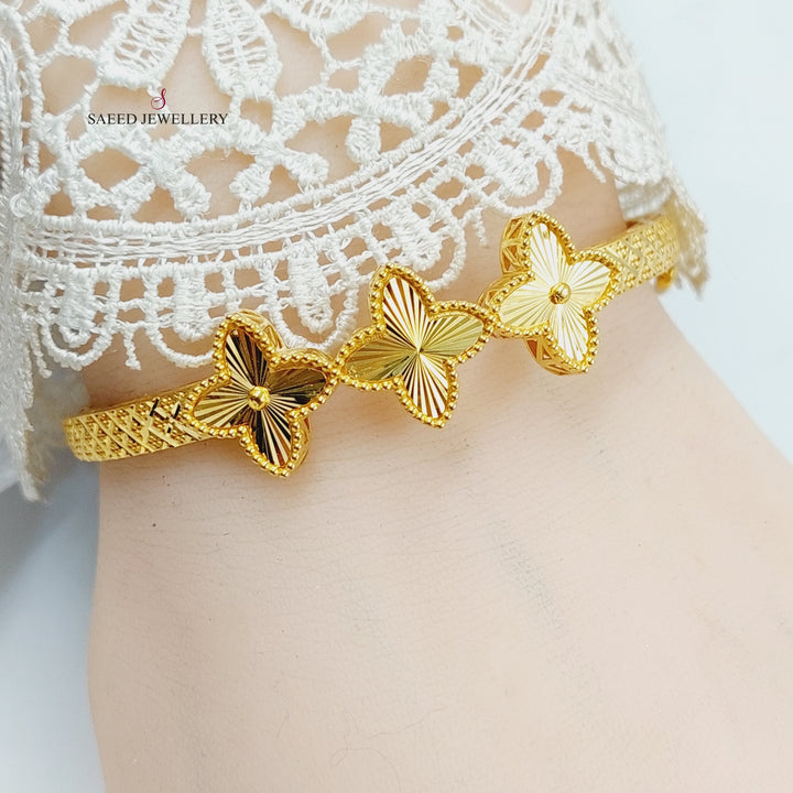 21K Gold Clover Bangle Bracelet by Saeed Jewelry - Image 2