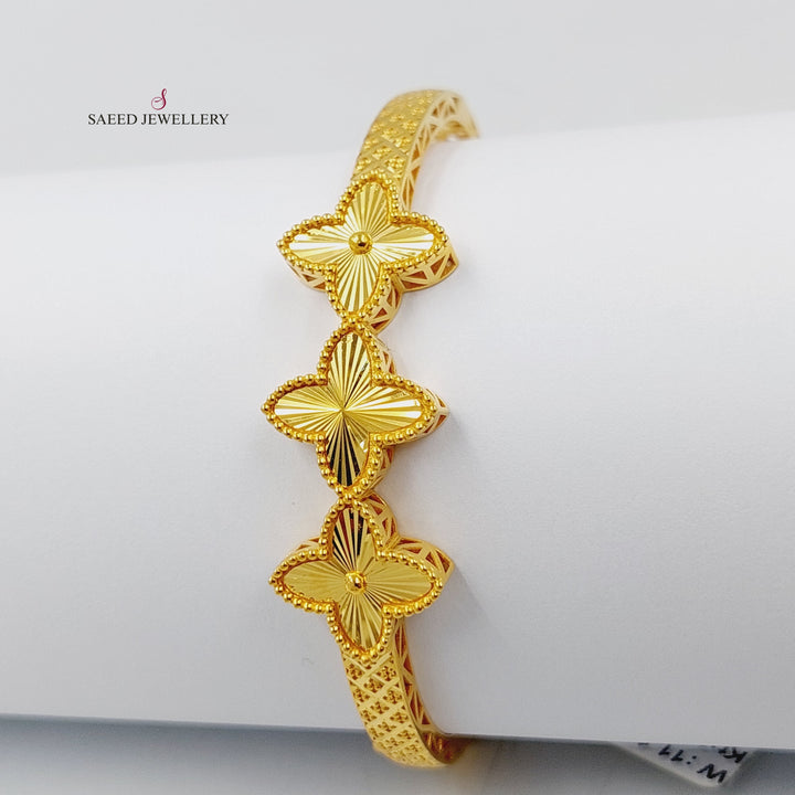 21K Gold Clover Bangle Bracelet by Saeed Jewelry - Image 5