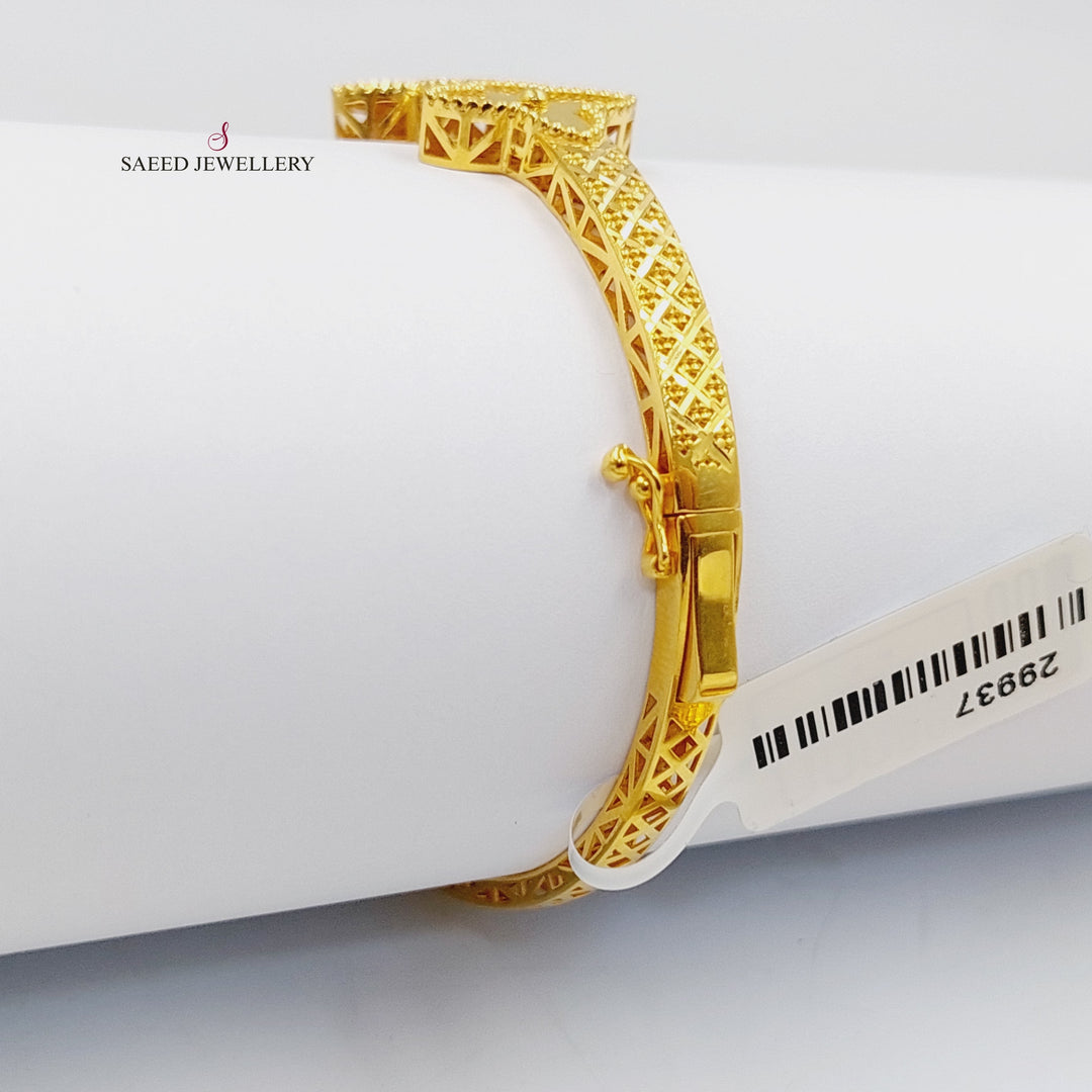 21K Gold Clover Bangle Bracelet by Saeed Jewelry - Image 7