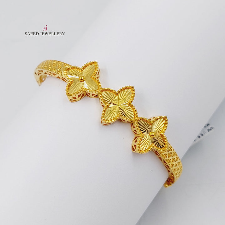21K Gold Clover Bangle Bracelet by Saeed Jewelry - Image 1