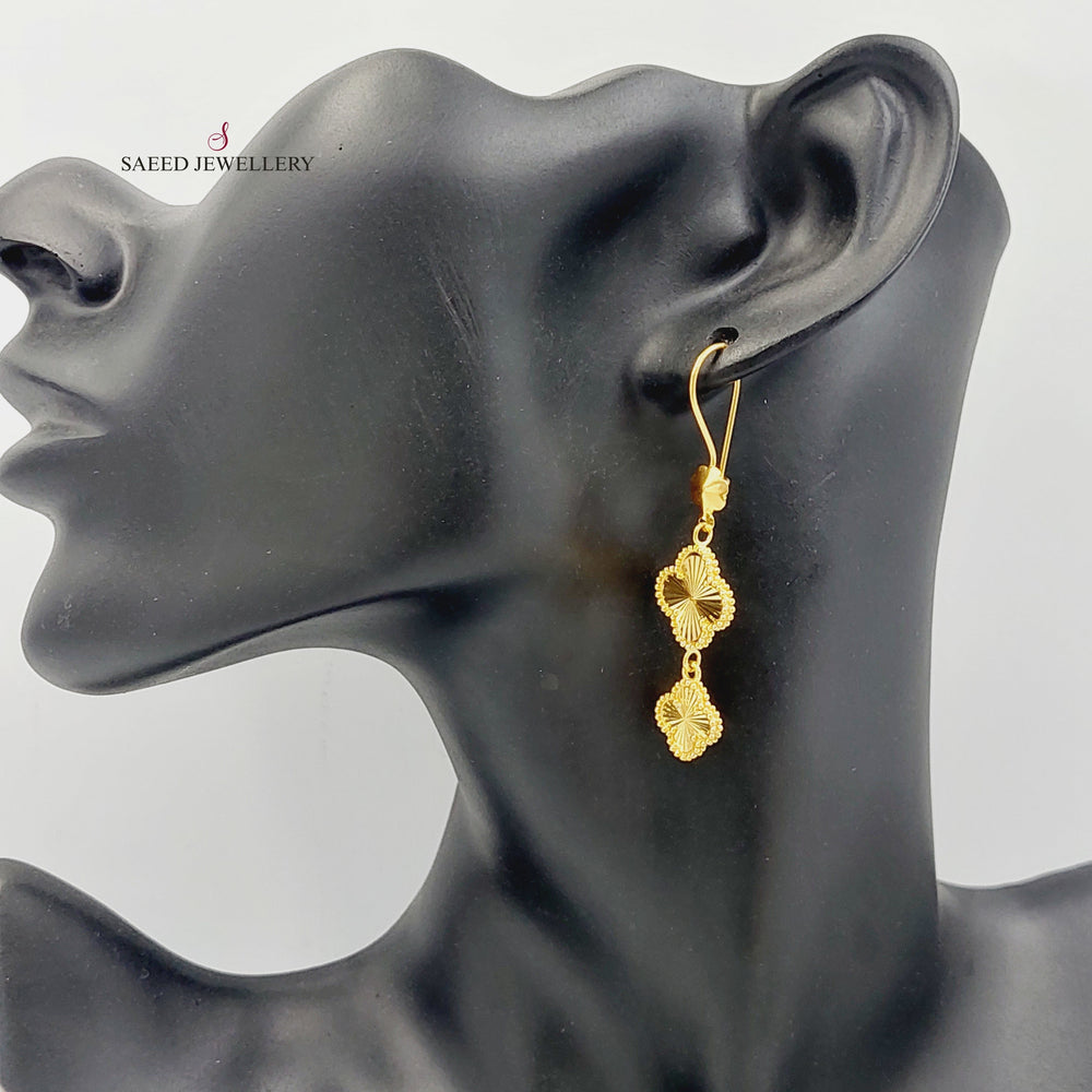 21K Gold Clover Earrings by Saeed Jewelry - Image 2