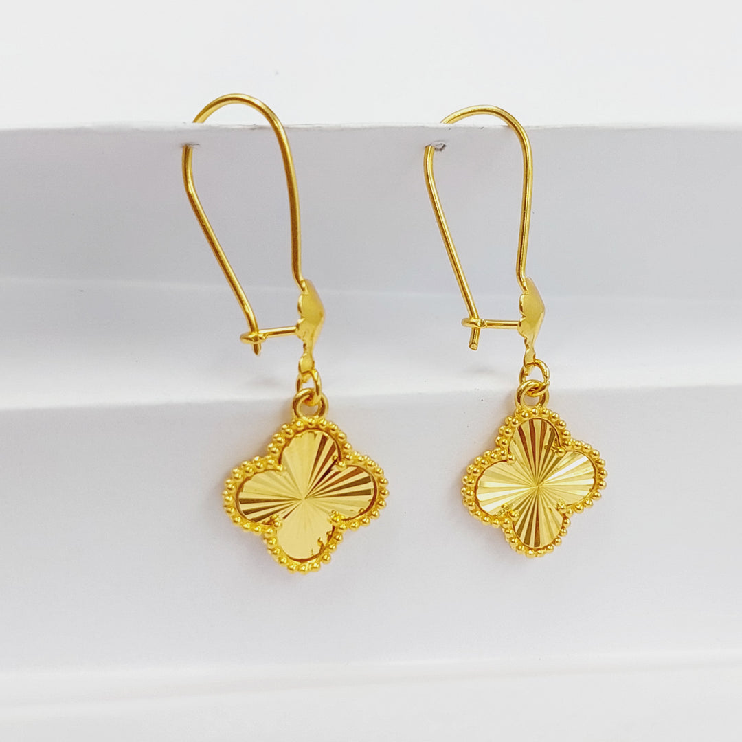 21K Gold Clover Earrings by Saeed Jewelry - Image 4