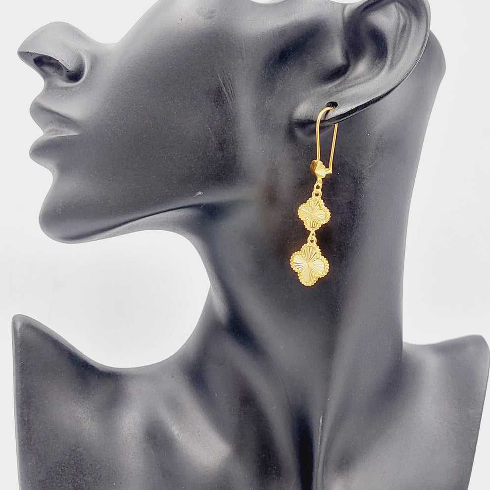 21K Gold Clover Earrings by Saeed Jewelry - Image 5