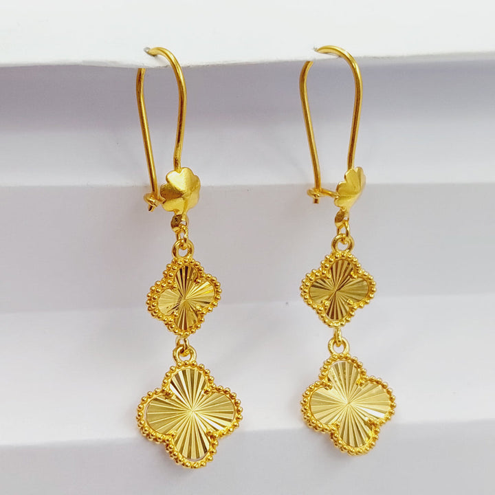 21K Gold Clover Earrings by Saeed Jewelry - Image 4