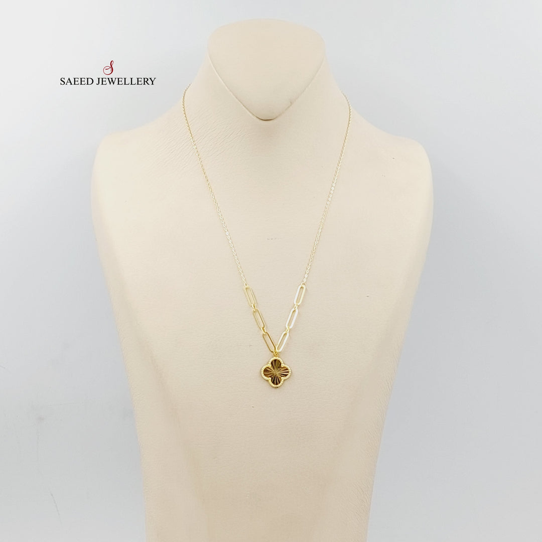 18K Gold Clover Necklace by Saeed Jewelry - Image 4