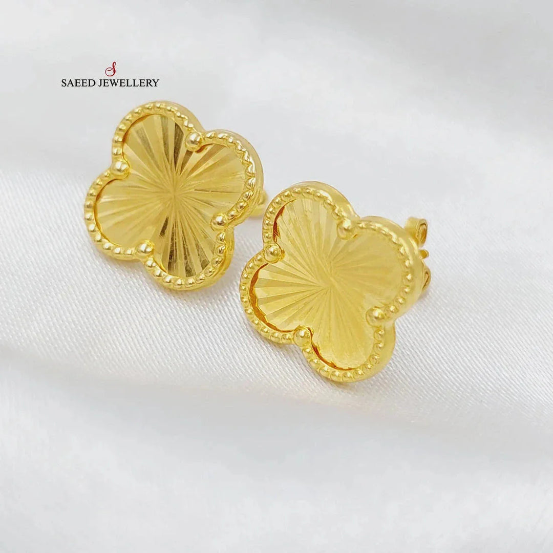 18K Gold Clover Screw Earrings by Saeed Jewelry - Image 9