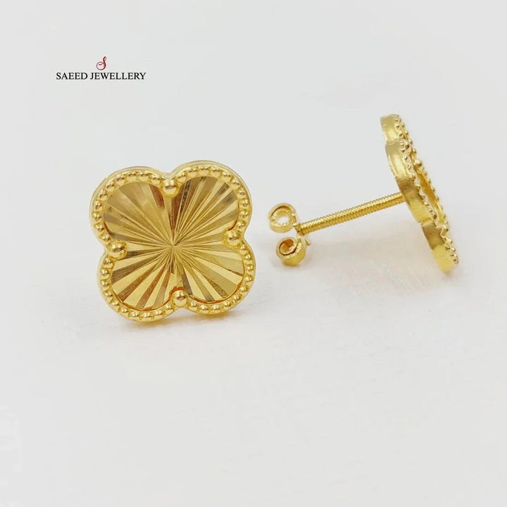 18K Gold Clover Screw Earrings by Saeed Jewelry - Image 1