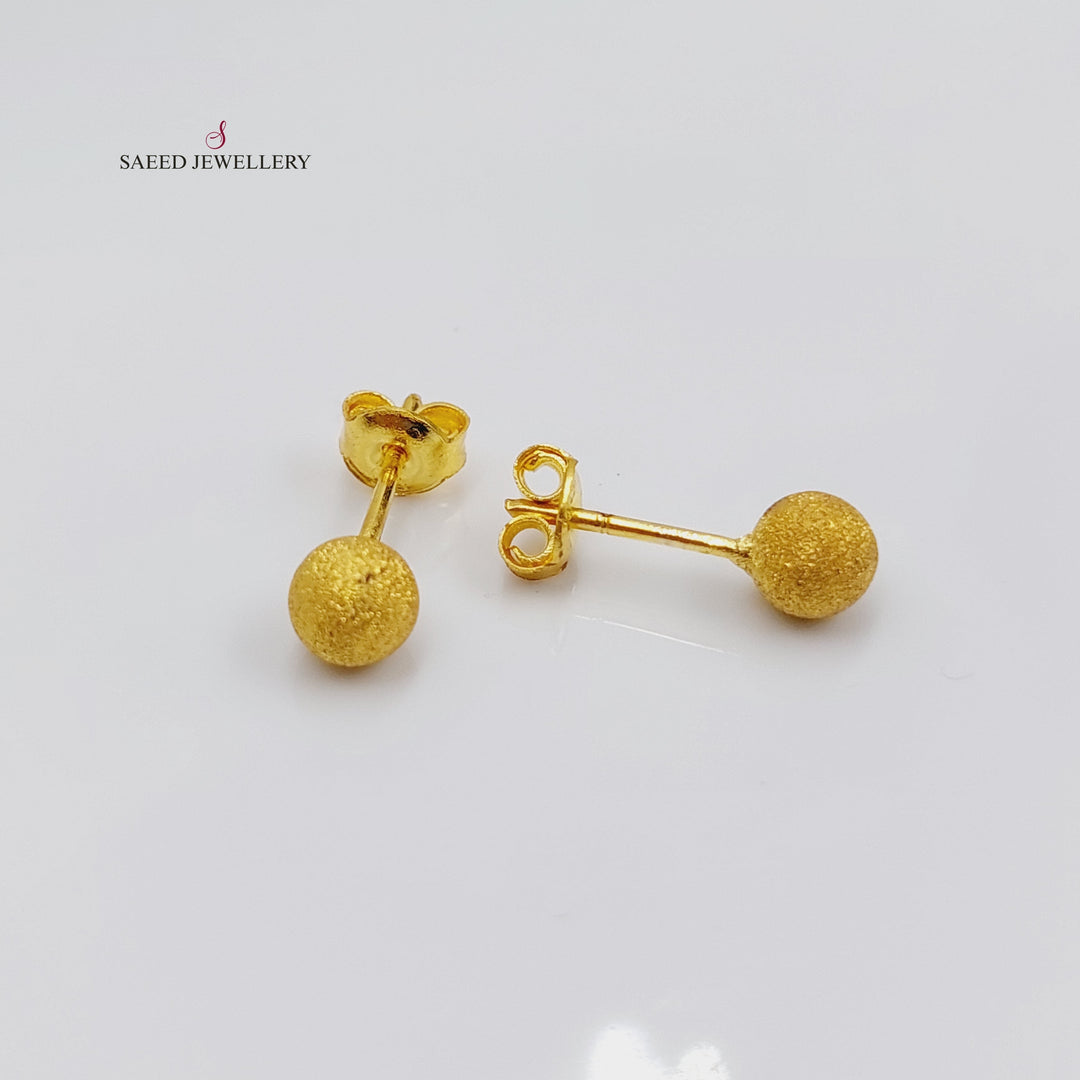 21K Gold Sugar Screw Earrings by Saeed Jewelry - Image 5